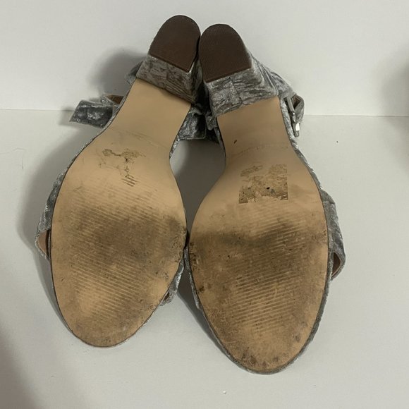 SPRING Grey Velvet Strappy Heeled Sandals w Ankle Strap - Size 9 - Picture 6 of 8